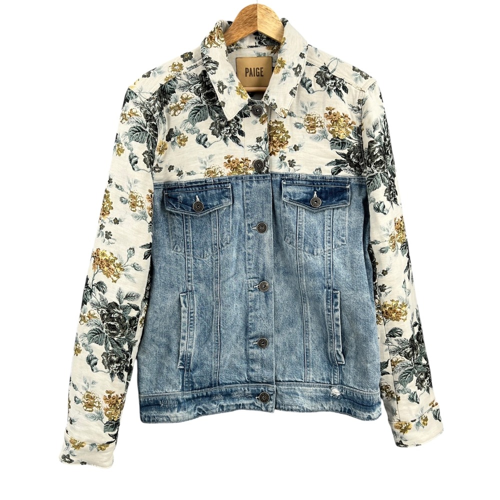 Paige‎ Denim Jacket Floral Contrast Womens Medium Jean Jacket